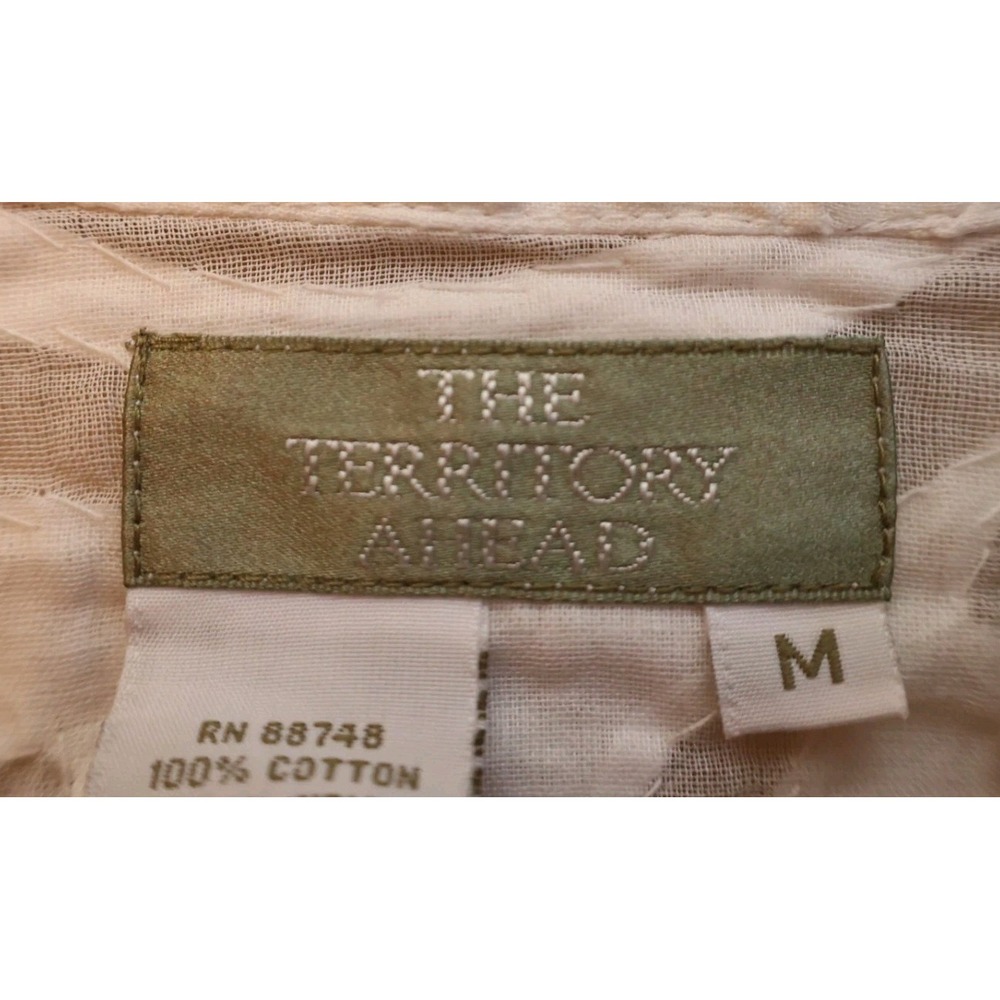 The Territory Ahead White Burnout 100%Cotton 3/4 Sleeve Blouse Top‎ M Medium - Picture 5 of 8